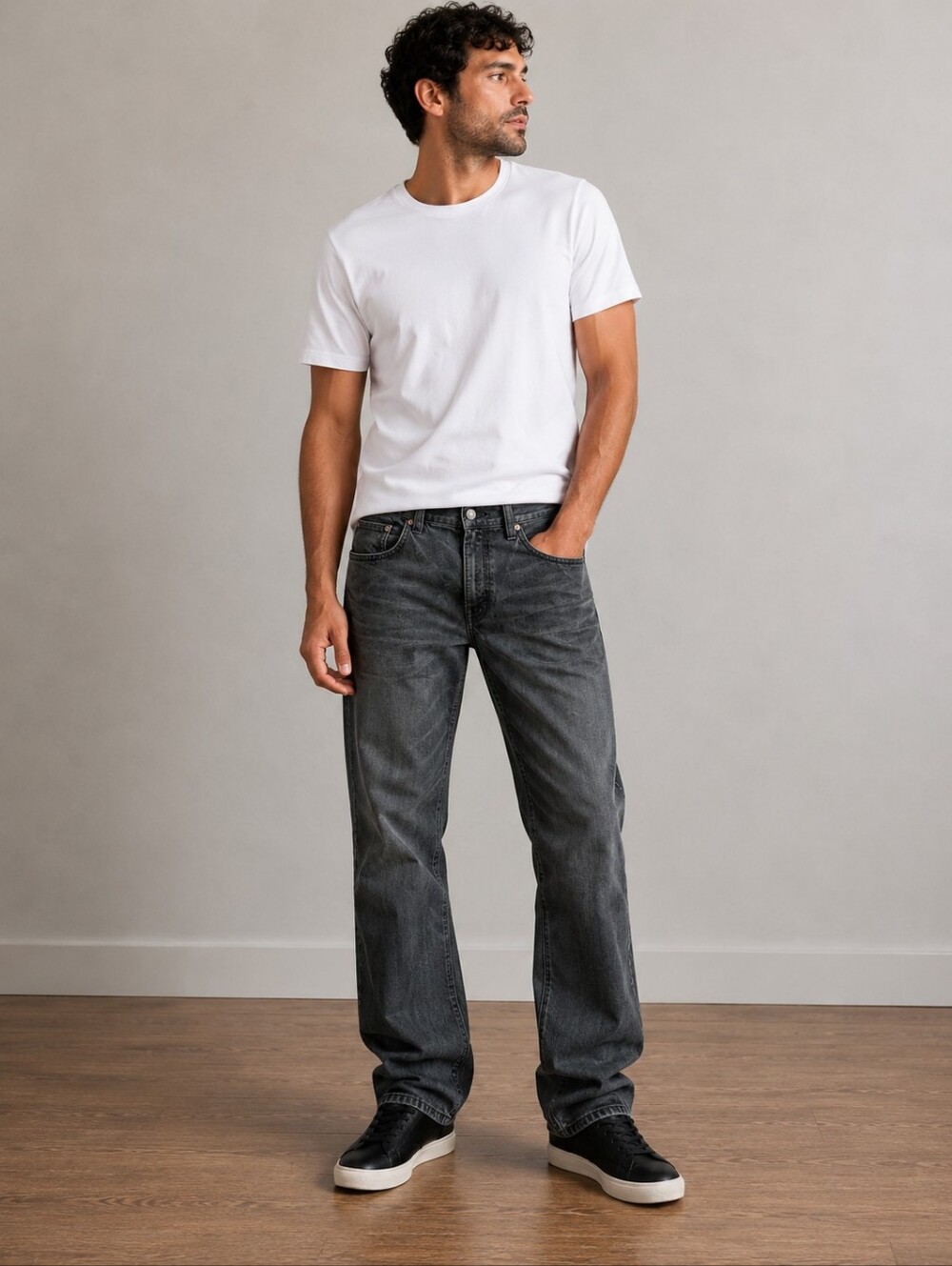 True Religion Ricky Straight Leg Black Jeans Men's 38x30 Charcoal Wash